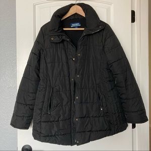Black maternity puffer coat